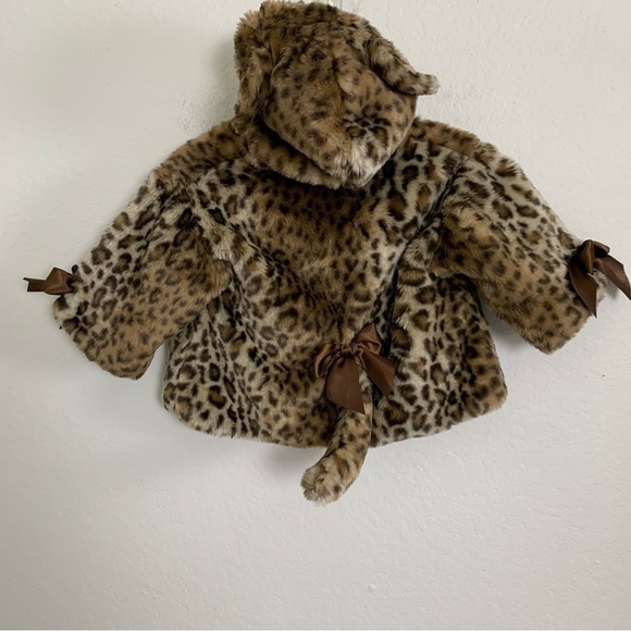 Bearington Baby Collection Faux Fur Animal Print Jacket Size 6-12 Mos Tail Coat - Picture 8 of 16